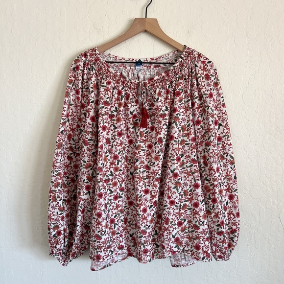 Old Navy Tops - Old Navy Puff-Sleeve Floral Smocked Poet Swing Blouse Peasant Top XXL Floral